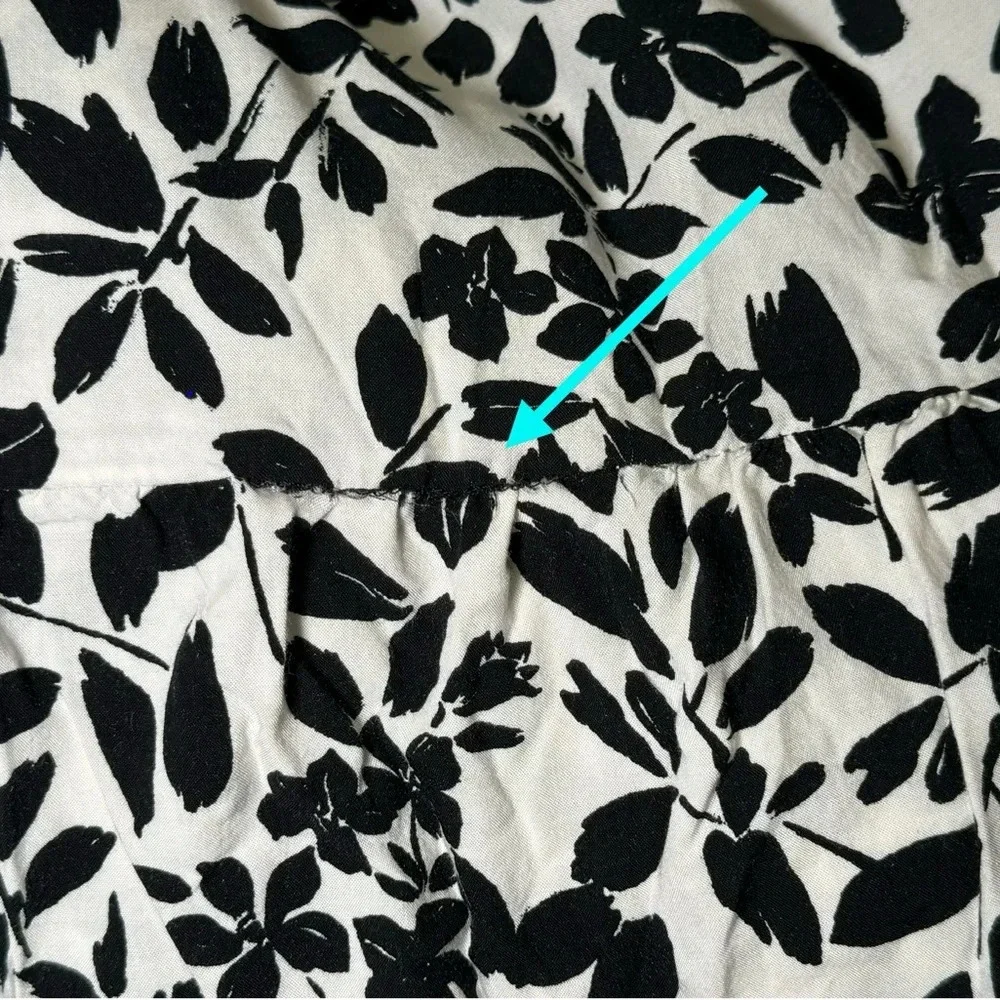 🌻 MNG Black & White Floral Midi Peasant Dress* Women’s size 6 Cottagecore - Picture 15 of 16